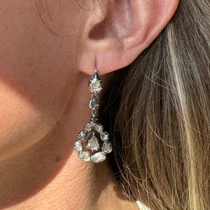 Mid-Victorian Rose Cut Diamond Day to Night Drop Earrings