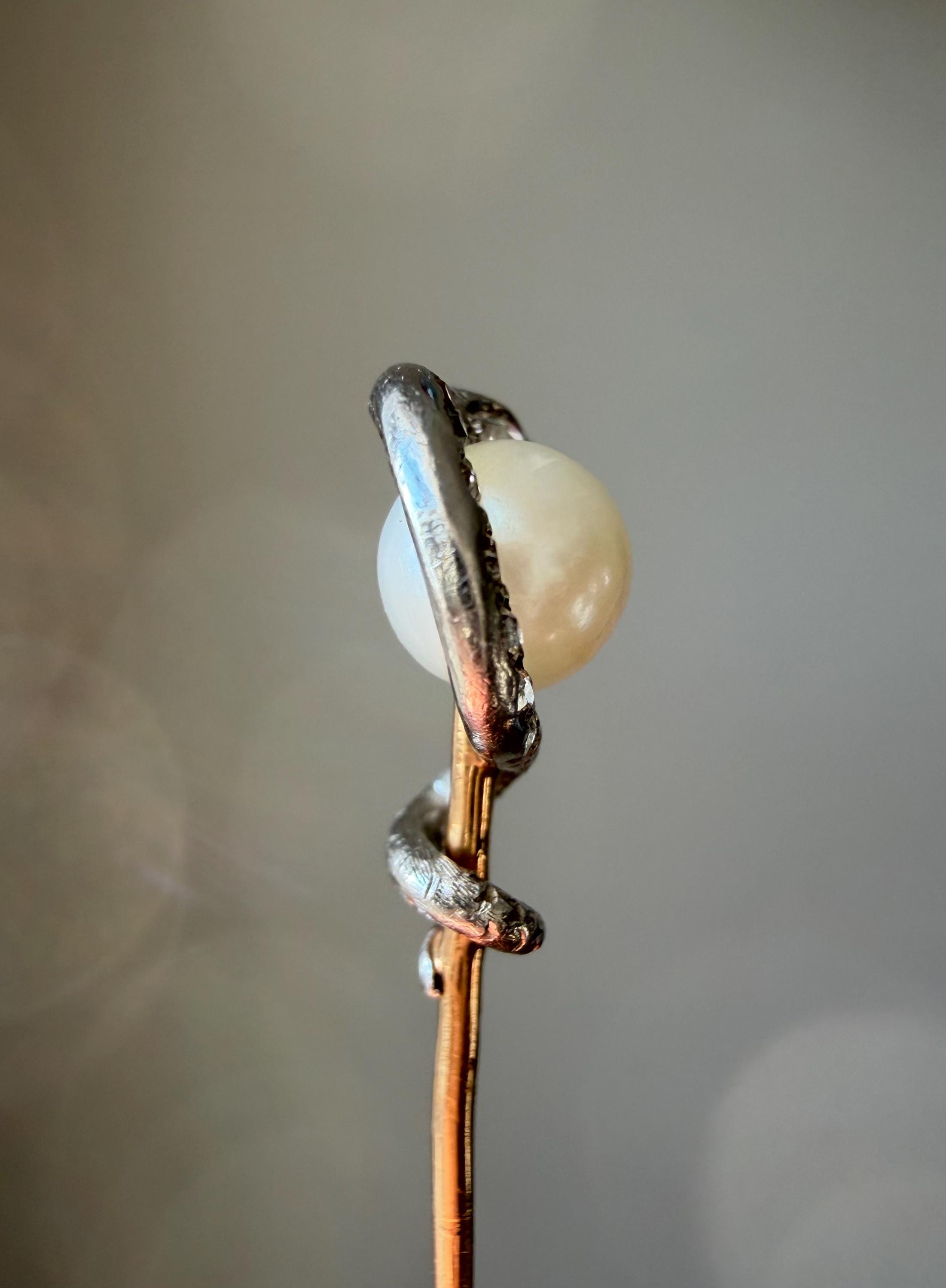 Stick Pin Snake Antique Diamond and Pearl Snake Stick Pin - Etsy