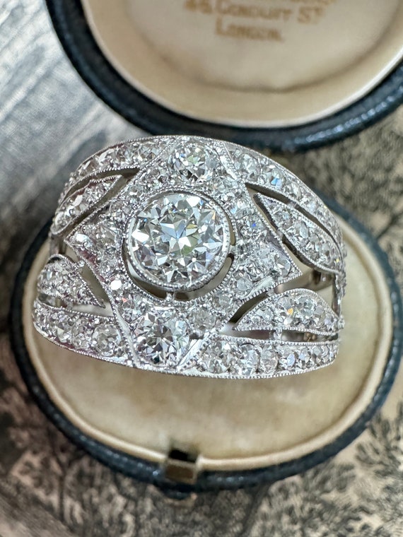 Late Edwardian Platinum and Diamond Cigar Band Rin