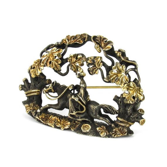 Renaissance Revival Silver and Gold Brooch after … - image 5