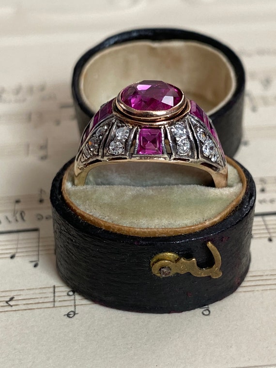 Antique Edwardian Ruby and Diamond Ring - Burma N… - image 5