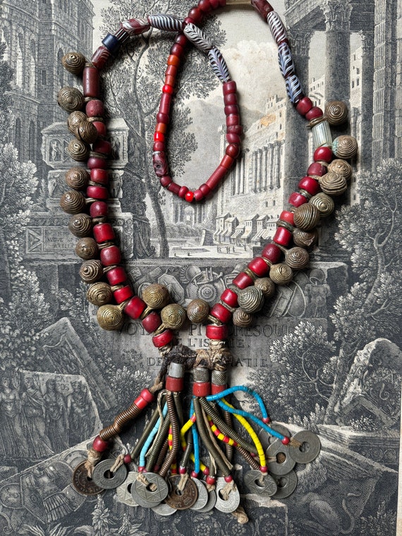 Antique Ethnic Nigerian Bead and Coin Necklace