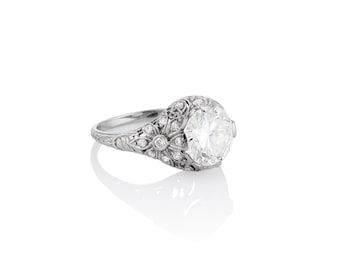 Anello edoardiano con diamante da 2,82 carati - VVS2 GIA