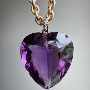 Edwardian Amethyst and Rose Cut Diamond Heart Pendant