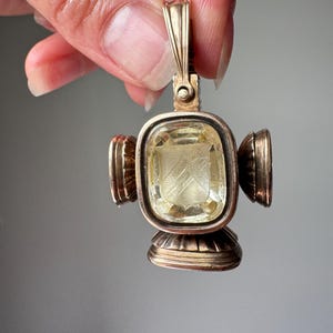 Rare Antique Five Sided Intaglio Pocket Watch Key Fob Pendant