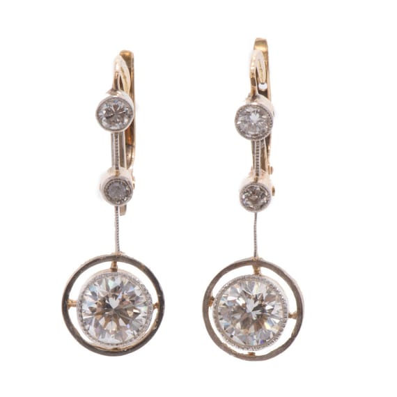 Art Deco Diamond Drop Earrings - VS2 H