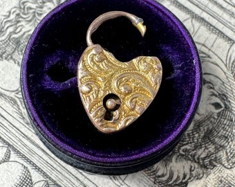Antique 14k Chased Padlock Lock Charm