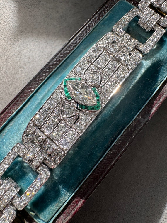 Art Deco Emerald and Diamond Bracelet