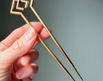 Antique Victorian 14K Gold Greek Key Hair Pin Fork