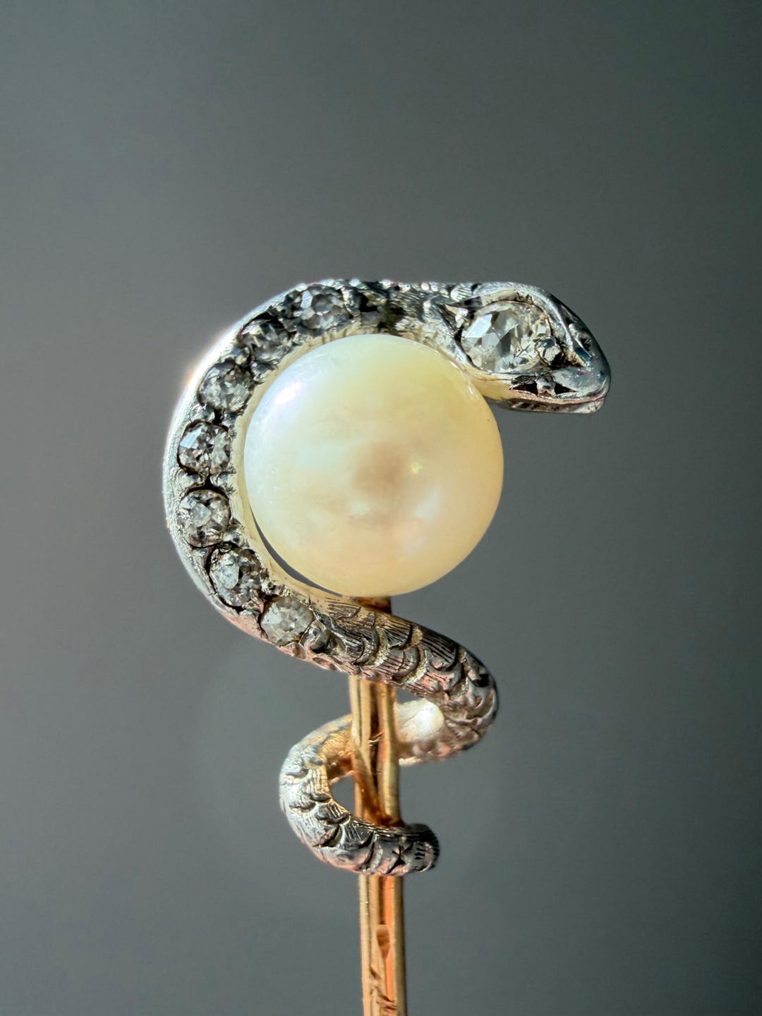 Stick Pin Snake Antique Diamond and Pearl Snake Stick Pin - Etsy