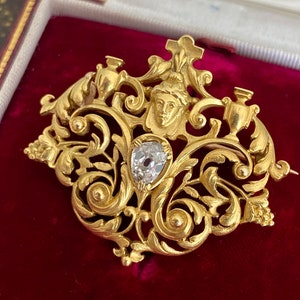Antique French 18K Diamond Maiden Brooch After Maison Menu