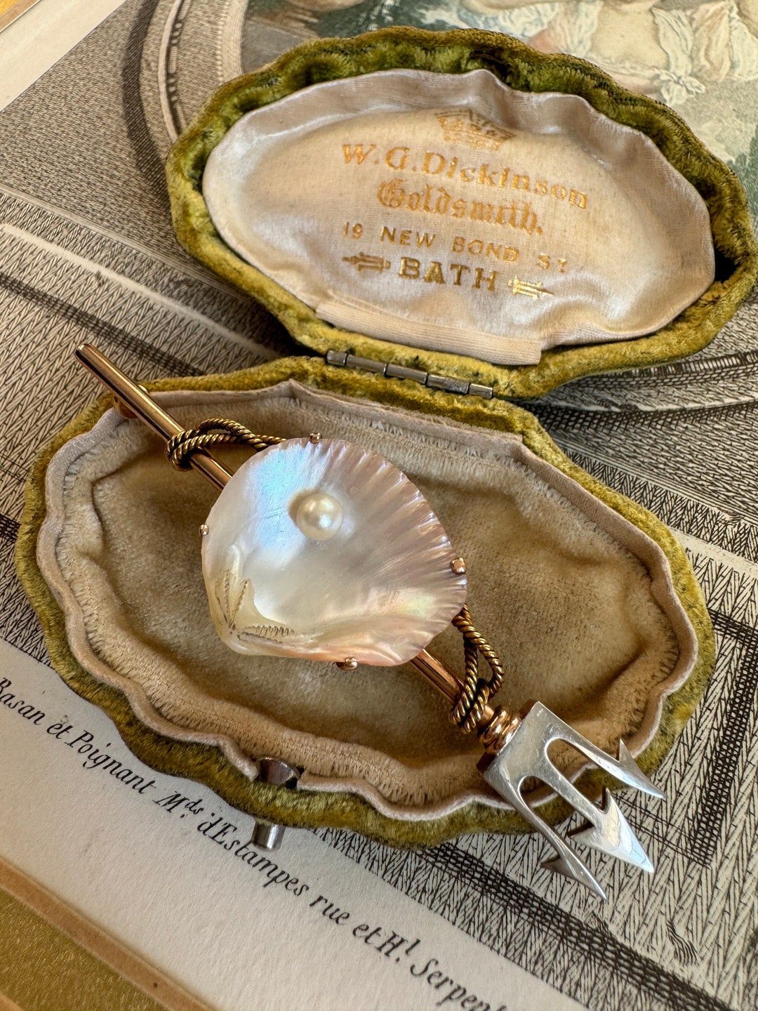 Antique Victorian Neotrigonia Shell Trident Broochc 1880 - Etsy