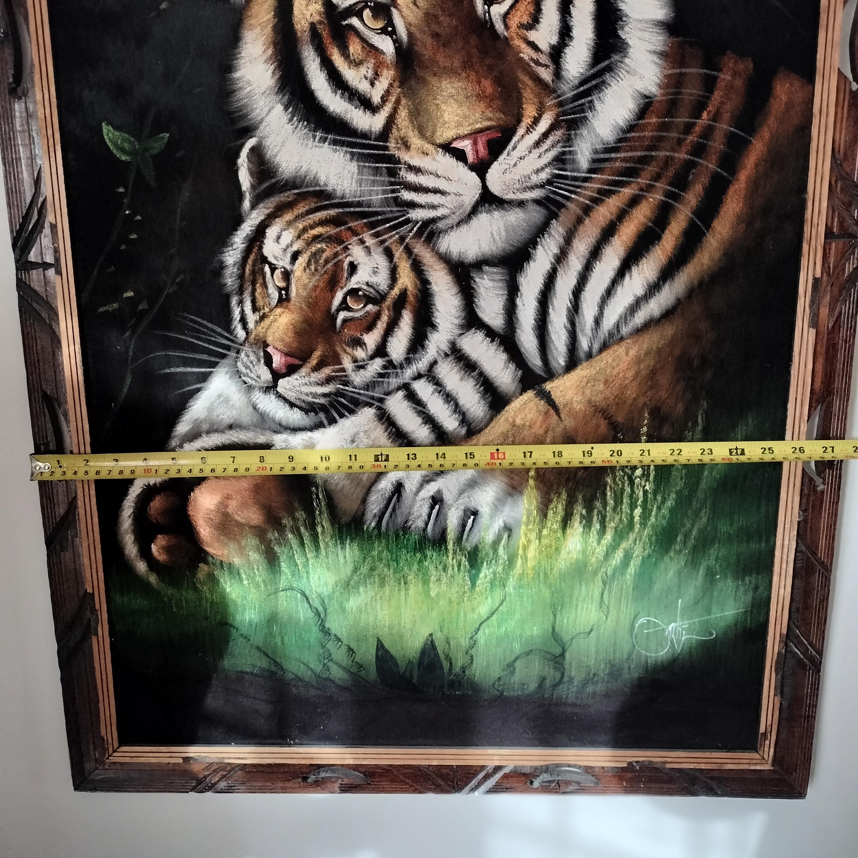 Vintage - David Ortiz- Tiger , Tigress With Cub - Extra Large