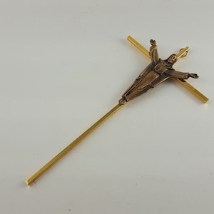 Vintage Brass Metal Crucifix - Cast Metal Jesus Figure - Wall Hanging -