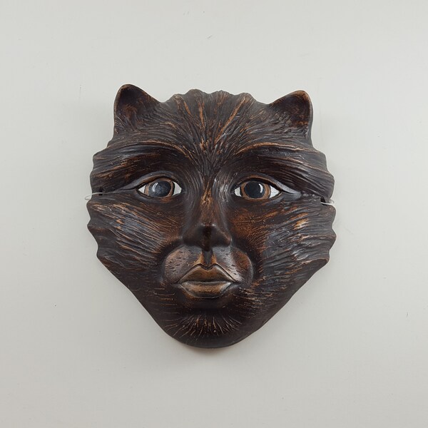 Wild Wolf Woman! Vintage Ceramic Werewolf Mask - Wall Hanging - Hand Painted