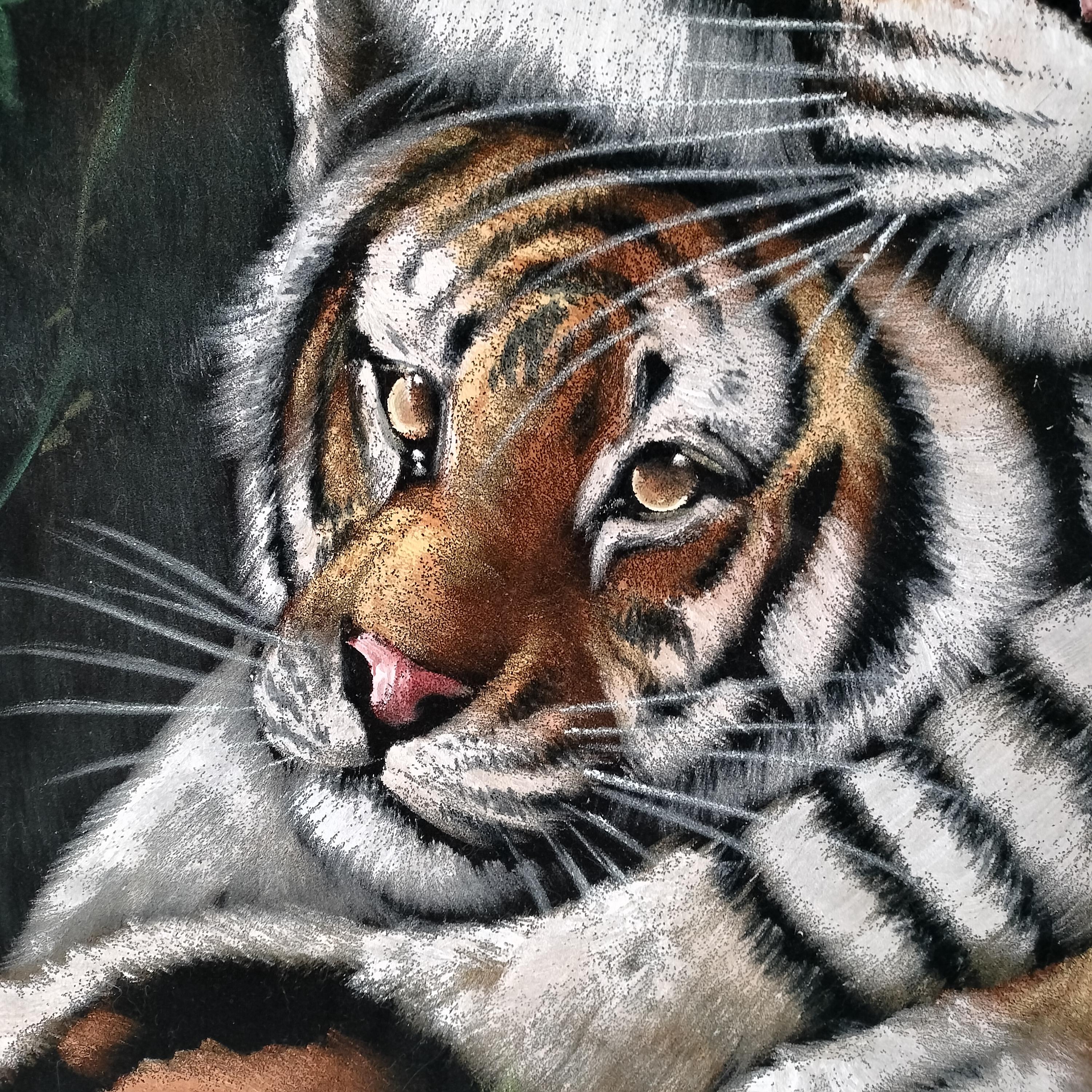 Vintage - David Ortiz- Tiger , Tigress With Cub - Extra Large