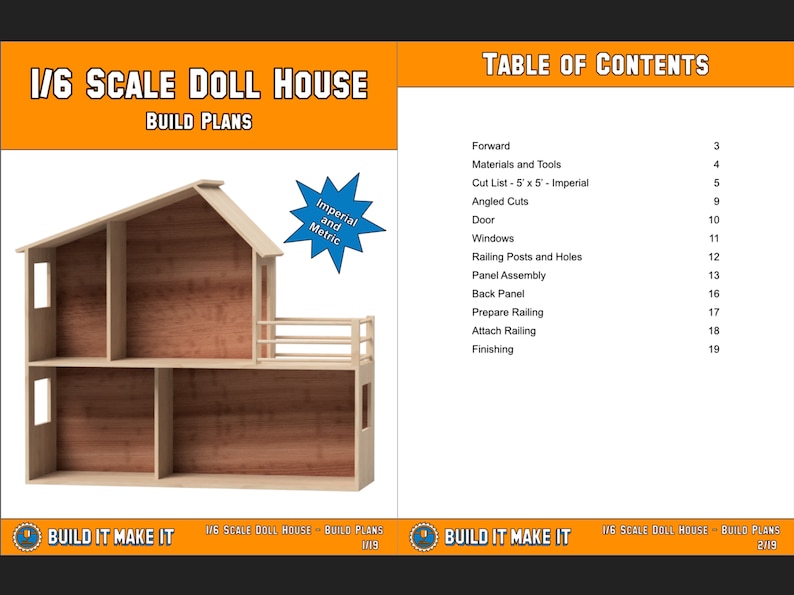 1/6 Scale Doll House Plans - 1:6 DIY Dollhouse - Etsy
