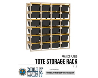 DIY 27 Gallon Tote Storage Rack - Geschikt voor 24 bakken! (alleen plannen)