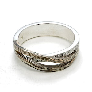 Flowing Mokume Gane Ring with Diamonds