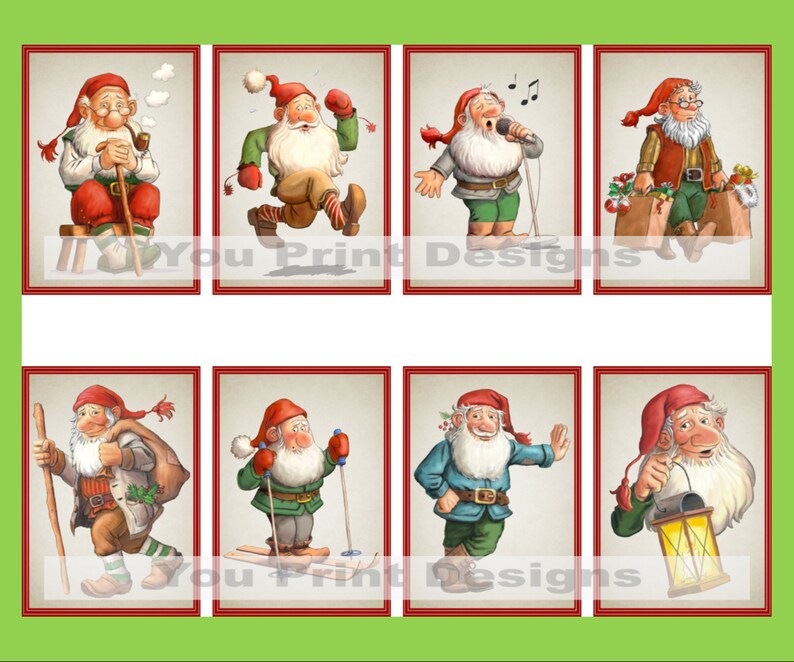 Christmas Gnomes ATC Tags, Printable Collage Sheets, Swedish Gnomes ...