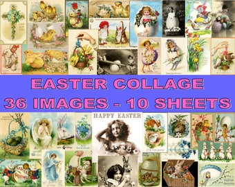 Easter Printable Images, Digital Ephemera, Vintage Illustrations, Scrapbooking, Paper Crafts, Collage Sheets, Digital Easter Postcards