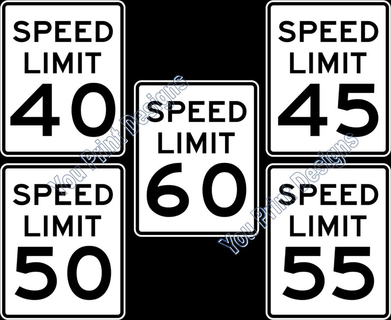 Printable Speed Limit Signs Party Decorations Scrapbooking Etsy