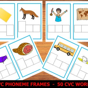 Fonemas CVC, Marcos de letras CVC, Fonética, Aprender a leer, Hojas de trabajo para jardín de infantes, Alfabetización, Hojas de trabajo de fonética, Lector emergente