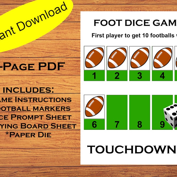 Dice Football Game Etsy