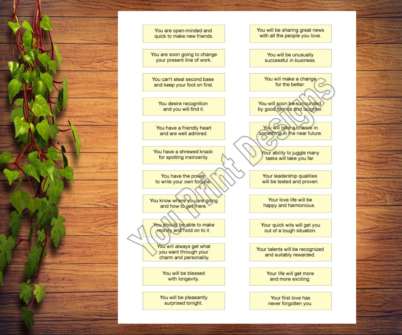 Fortune Cookie Sayings Printable Collage Sheets, Word Collage Sheets ...