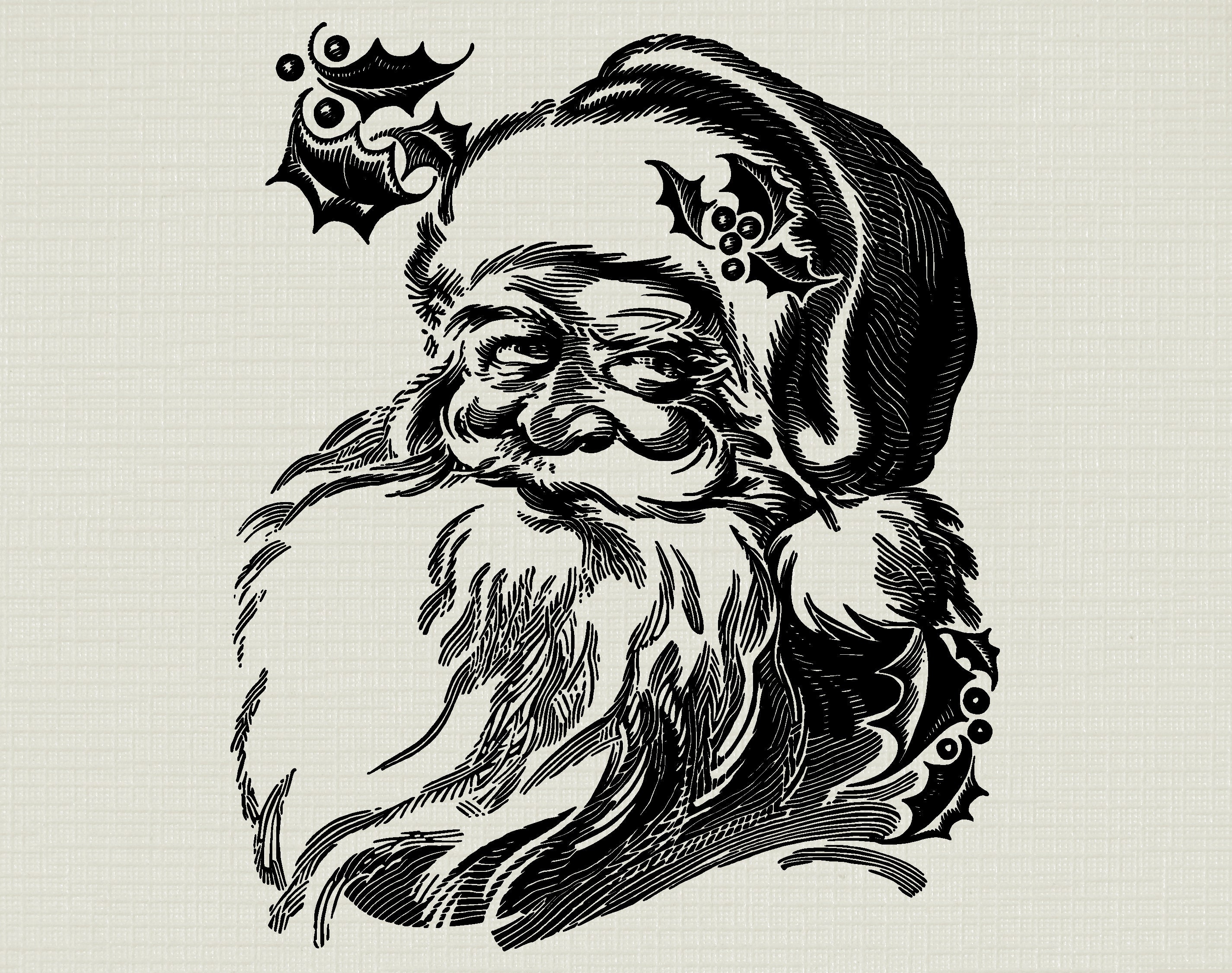 Vintage Santa Clipart Digital Santa Claus Face PNG JPG - Etsy