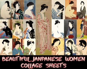Beautiful Japanese Women Printable Images, Digital Ephemera, Vintage Illustrations, Scrapbooking, Paper Crafts, Collage Sheets, Digital