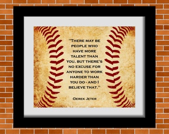 Printable Baseball Art, Derek Jeter, Baseball Quote, Boy’s Room Décor, Man Cave Wall Art, 8x10 Print, Digital Print, Baseball Lover Gifts