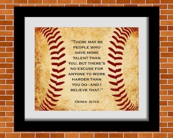 Printable Baseball Art, Derek Jeter, Baseball Quote, Boy’s Room Décor, Man Cave Wall Art, 8x10 Print, Digital Print, Baseball Lover Gifts