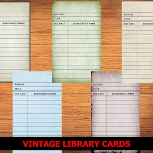 Printable Vintage Library Cards, Set of 16, Junk Journal 3x5 Embellishments, Scrapbook, Antique Ephemera Collage Sheets, Journal Scraps