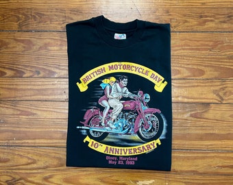 Vintage British Motorcycle Day 10th Anniversary Shirt (90s - 1993 / Extra Large / XL / Olney Maryland / Harlen Quest / Vincent / Biker Tee)