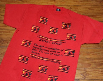 Vintage T Shirt - Knowledge Shirt (90s / Extra Large / Knowl-edge / Protest Shirt / Activist Shirt / Retro / Funky / Streetwear / Urban)