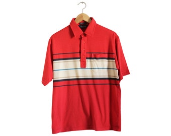 Vintage Polo Shirt - Par Four Polo Shirt (80s - 90s / Medium / M / Striped Polo Shirt / Pocket Polo Shirt / Collard Shirt / Golf Shirt)