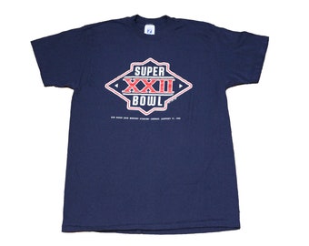 Vintage T Shirt - Super Bowl XXII Shirt (80s / Medium / M / Super Bowl 22 / NFL / Washington Commanders / Denver Broncos / San Diego / Tee)