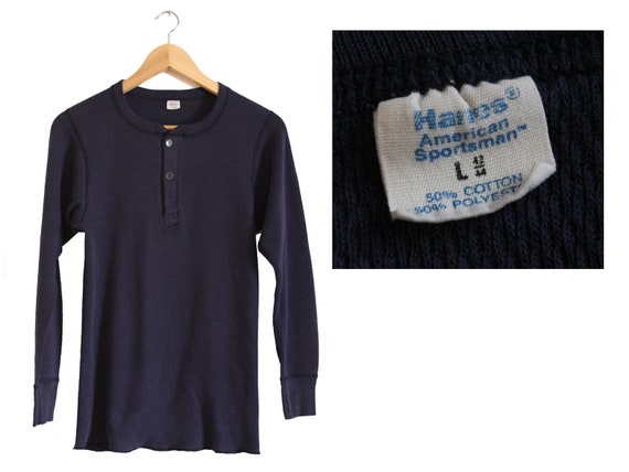 Vintage Henley Hanes Thermal Henley 
