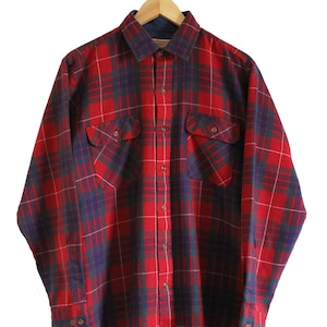 Vintage Button Up - Flannel Shirt by Arrow (80s / Medium / M / Button Down Shirt / Vintage Flannel / 80s Flannel / Red Flannel / Lumberjack)
