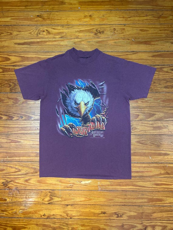 Vintage 3D Emblem Born Wild Shirt (90's, 1992, Large Vintage 3D Emblem Born Wild Shirt (90's, 1992, Large