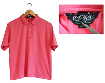 Vintage Polo Shirt - Damen Lands' End Golf Shirt (90er Jahre / Medium / M / Gr. 10 - 12 / Rosa Polo Shirt / Pink Golf Shirt / Damen Polo Shirt)