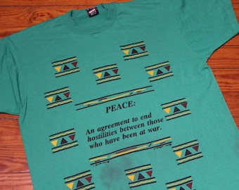 Vintage T Shirt - Peace Shirt (90s / Extra Large / Activist Shirt / Protest Shirt / End War / No War / Retro / Funky / Artsy / Activism Tee)