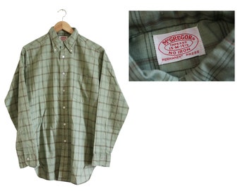 Vintage Button Up - McGregor Oxford Shirt (70s / Medium / M / 15 - 15.5 / Button Down Shirt / Plaid Shirt / Dress Shirt / Casual Shirt)