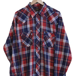 Vintage Button Up - Wrangler Snap Button Western Shirt (80s - 90s / Extra Large / XL / Button Down / Long Sleeve / Plaid Shirt / Checkered)