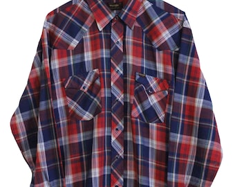 Vintage Button Up - Wrangler Snap Button Western Shirt (80s - 90s / Extra Large / XL / Button Down / Long Sleeve / Plaid Shirt / Checkered)