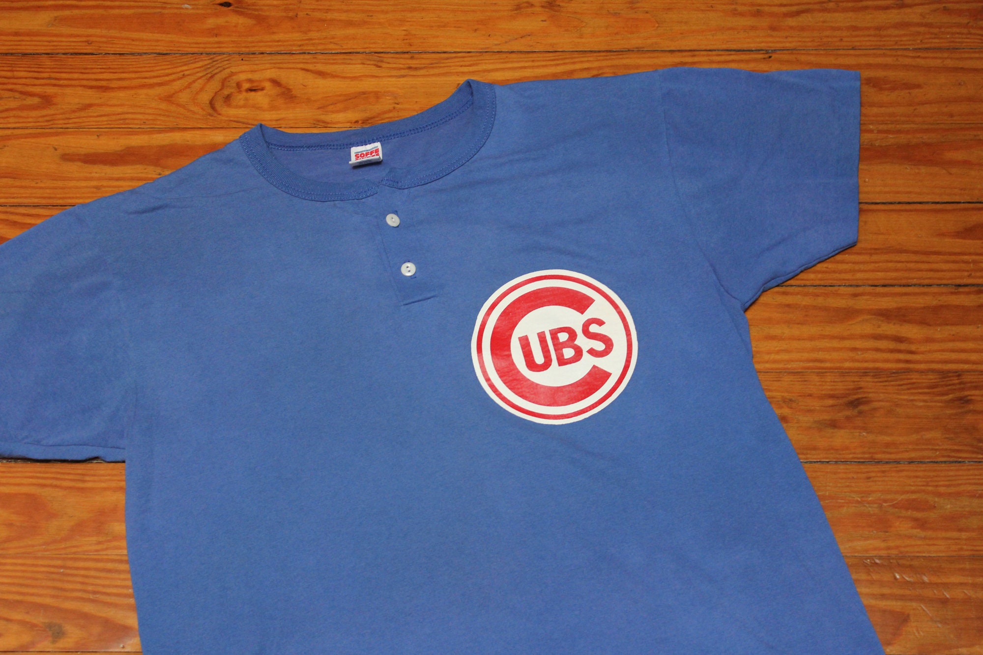 Vintage Chicago Cubs Baseball Shirt Teen JR Small Striped 80s Single-Stitch