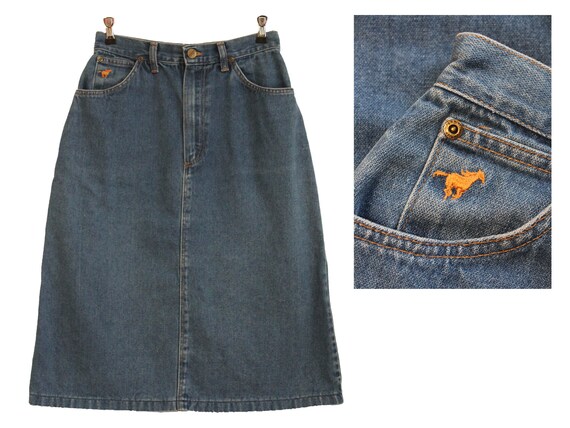 Long Vintage Denim Skirt - 1980s Fashion by Esprit - Gem