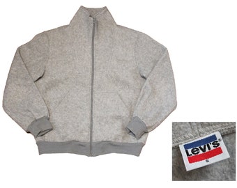 Vintage jack - Levi&#39;s fleece jack met rits (jaren 90 / Small / S / Vintage Levi&#39;s / Levi&#39;s jas / grijze fleece / grijze jas / grijze jas / VS)