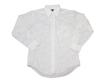 Vintage Button Up - JC Penney Long Sleeve Shirt (80s / Medium / M / Button Down Shirt / Collard Shirt / All Over Print / Abstract Shirt)